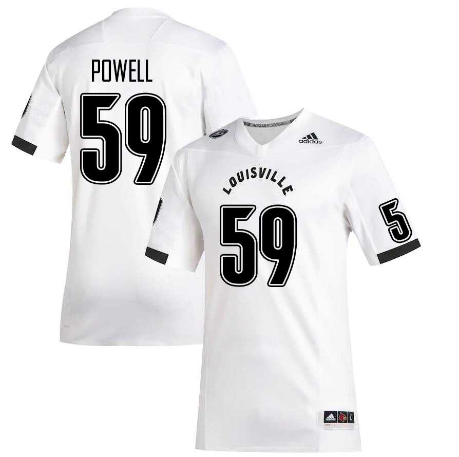 Men #59 Mike Powell Louisville Cardinals College Football Jerseys Stitched Sale-White